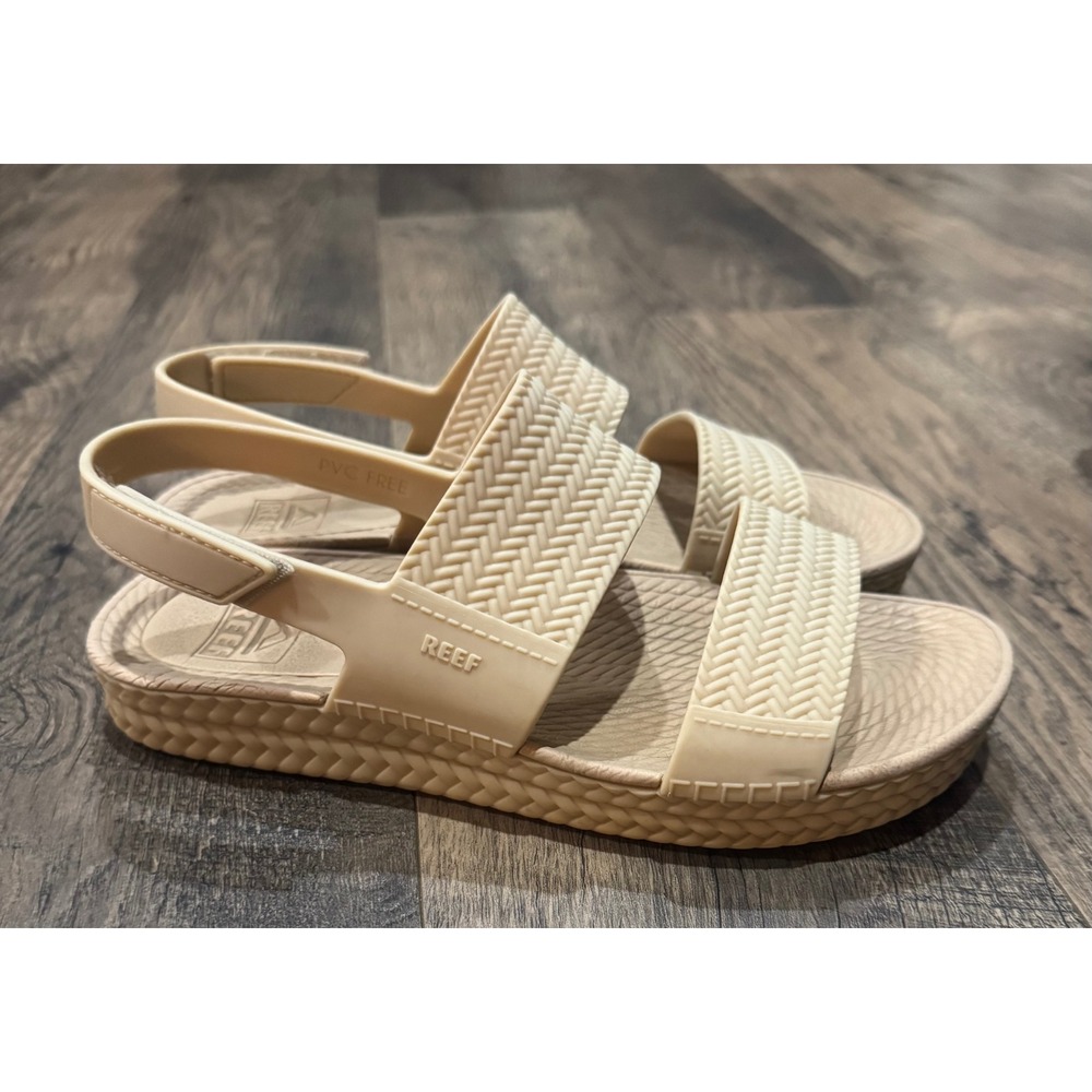 Reef Sandals Cushion Vista Hi Slide PVC Free Beige Comfort Casual Size 8
